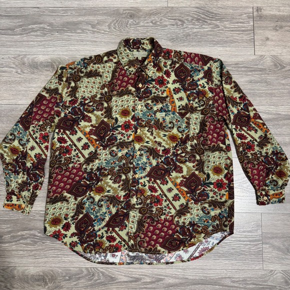 Vintage Guess Georges Marciano Mens Sz Small Statement Button Down Shirt Paisley